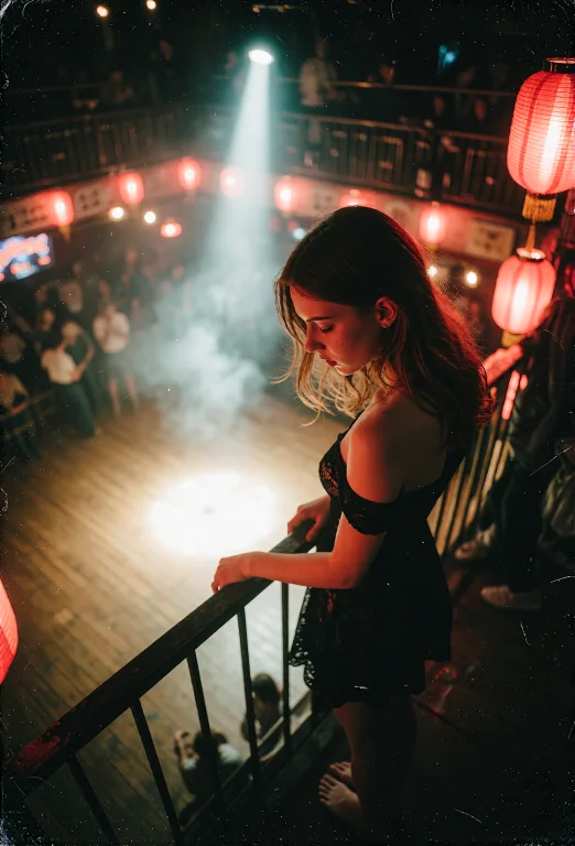 An Atmospheric Shot On An Upstairs Balcony Overlooking An Em...