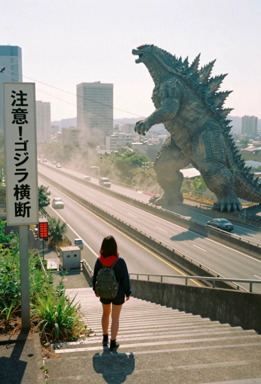 A Cinematic, Low-angle Shot Of A Young Woman Standing On A C...