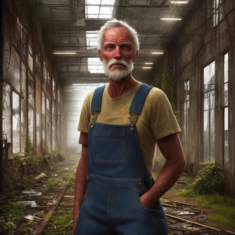 Old Man, Overalls, Abandoned Factory, Overgrown, Junk, Beaut...