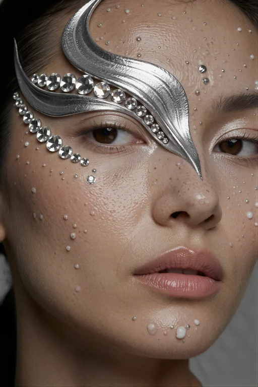 A Close-up Portrait Of A Woman With Avant-garde Sculptural M...