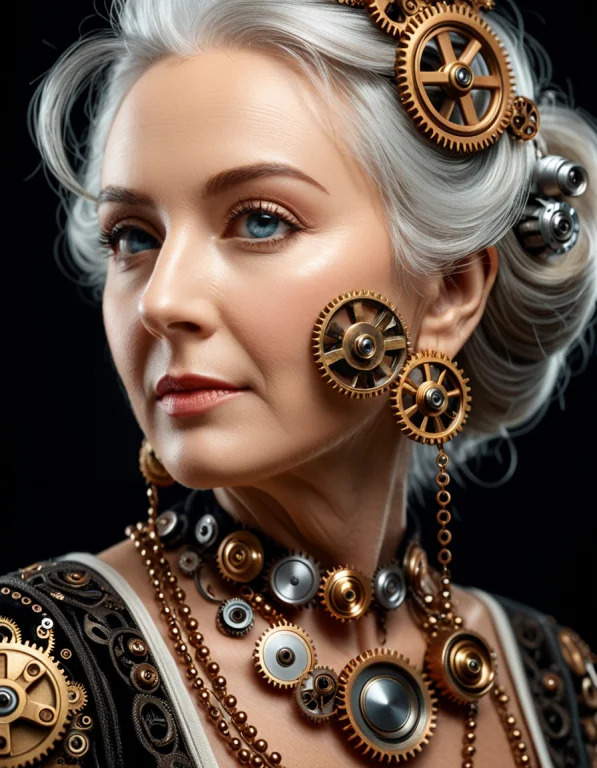 2. Gearstyle, Surreal Portrait Of An Elegant Elderly Woman W...