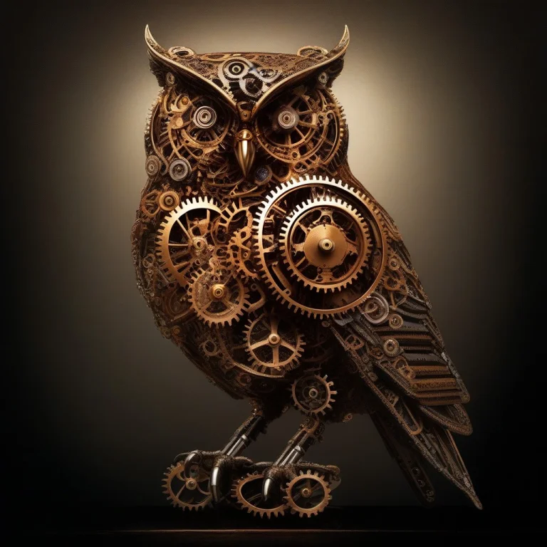 A Majestic Owl Entirely Constructed From Interlocking Mechan...