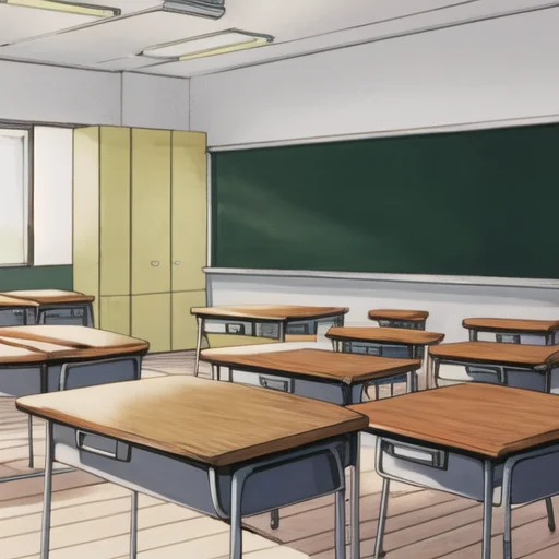Lora80sanimestylev10.6 An Empty Japanese High School Classro...