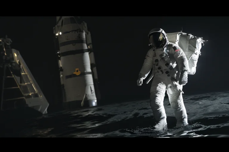3d Render Of An Apollo Astronaut Floating In Space, Full Bod...