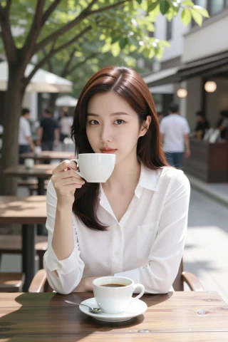 Masterpiece,best Quality,looking At Viewer,a Korean Woman Si... — Stable Diffusion AI Prompt: masterpiece,best quality,looking at viewer,A korean woman sits at a sun-drenched...