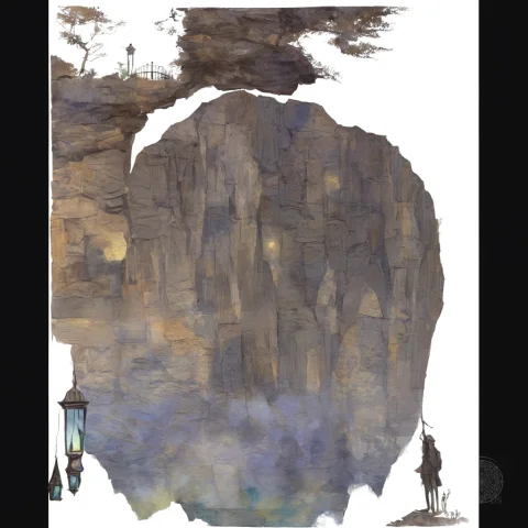 Monumental Vaulted Living-stone Archway Rising Above Coastal... — SDXL AI Prompt: monumental vaulted living-stone archway rising above coastal mist on Isla Buena,...