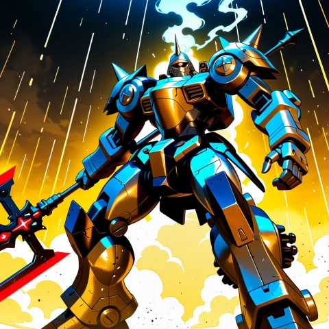 Score9, Score8up, Score7up, Masterpiece, Highres, Dreampunk... — Stable Diffusion AI Prompt: (score_9, score_8_up, score_7_up), masterpiece, highres, (dreampunk mecha warrio...