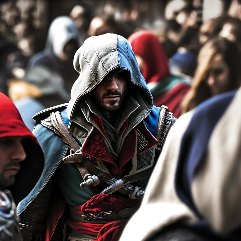 Photo, Assasins Creed In A Crowd, Highly Detailed, Award Win...