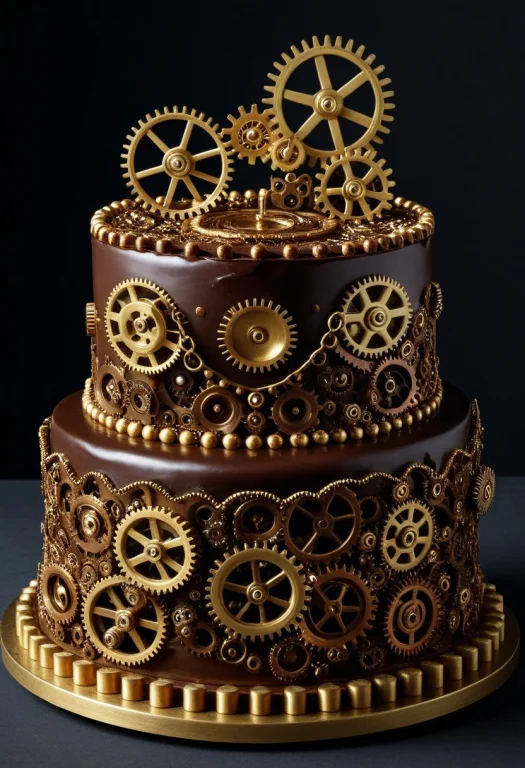 A Decadent Chocolate Cake Made Entirely Of Polished Brass An...