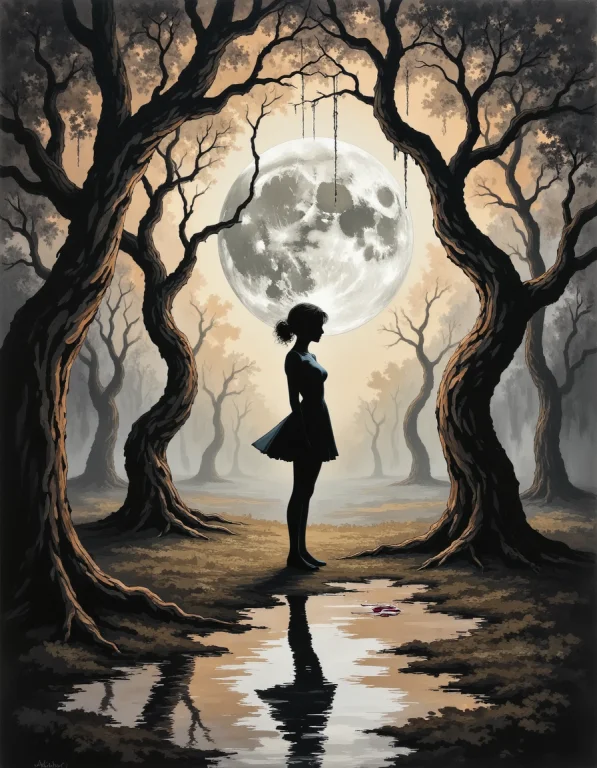 Aidmahidreamstyle, A Surrealist Artwork Depicting A Woman St...