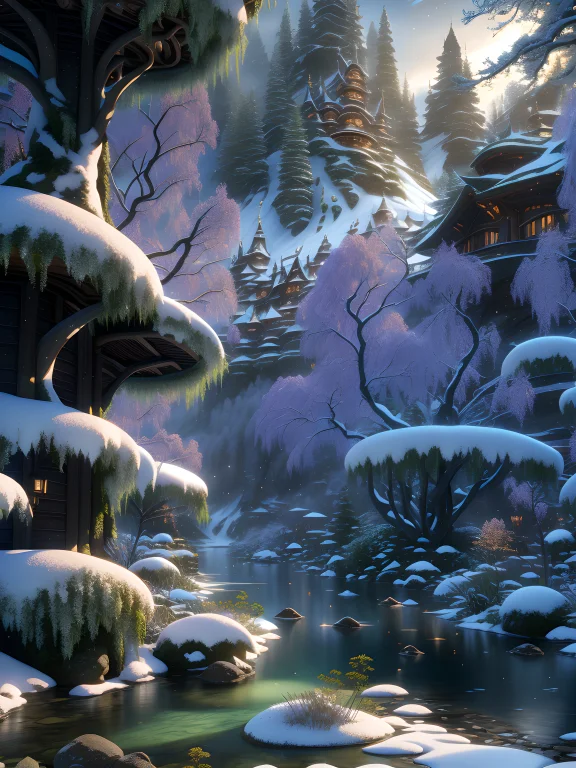Midjourney Style, Dreamlike, A 3d Render Of An Elven Village...
