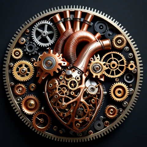 A Close-up Of An Anatomical Human Heart With Its Chambers An... — SDXL AI Prompt: a close-up of an anatomical human heart with its chambers and arteries, floating...