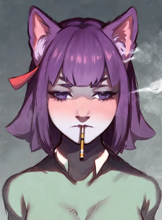 Realistic Photo Of A Masunya, Purple Skin Color1.1, Cat Ears...