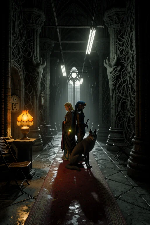 Xibalba  A Cinematic Wide Frame From A Castle Hall, Shot On...