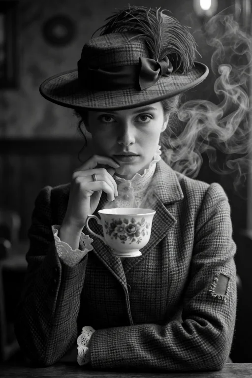 Highleveldescriptionatmospheric Black-and-white Noir Portrai...
