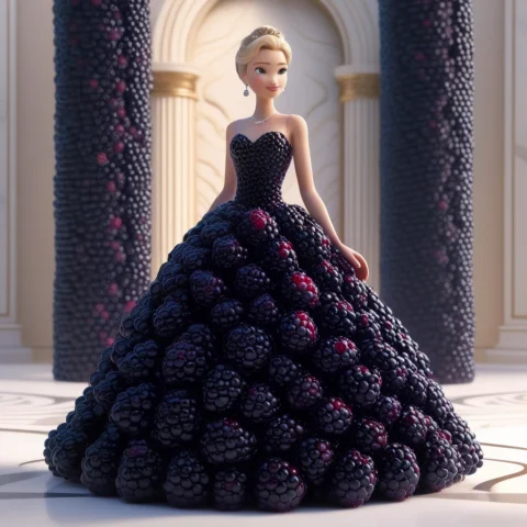 Blackberryworld Ballgown, Stylized 3d, Elegant Woman, Floor-... — SDXL AI Prompt: blackberryworld ballgown, stylized 3d, elegant woman, floor-length evening dress...