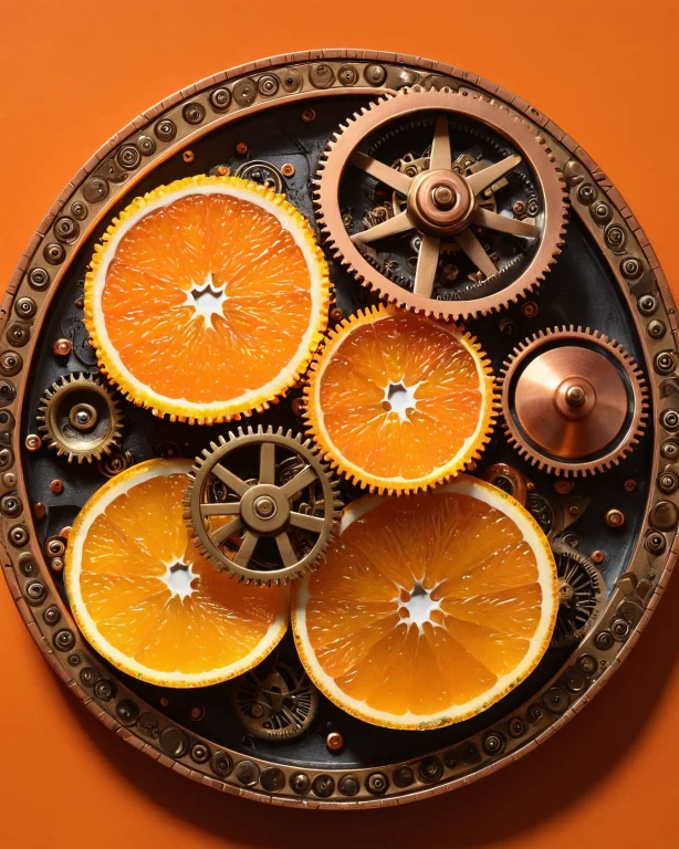 A Clockwork Orange, An Orange Fruit Sliced In Half On A Plat...
