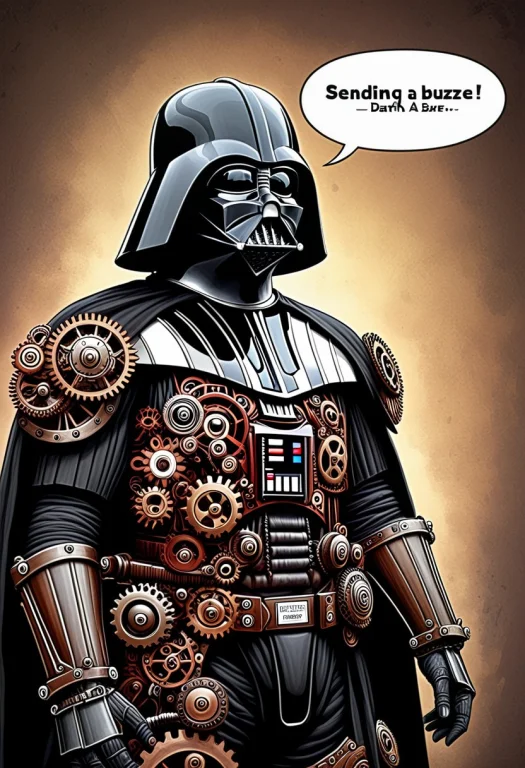 Realistic Image Of Darth Vader In Armor Made Of Gears, Posit...