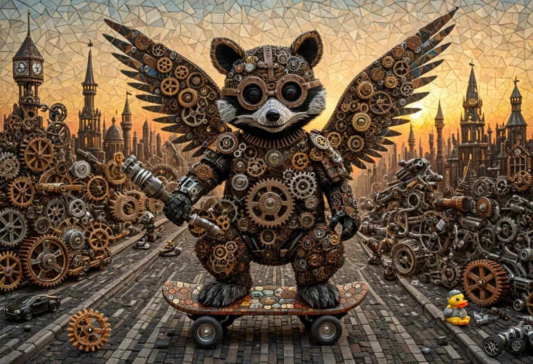 Mosaic Of Gear, The Subject And Background Builds Are Made O...