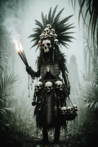 Zidiusart, A Detailed Dark Fantasy Concept Art Illustration... — Stable Diffusion AI Prompt: zidiusArt, A detailed dark fantasy concept art illustration of a tribal shaman s...
