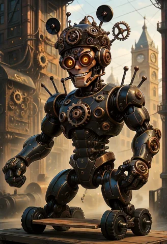 Civbot, Gigachad, Sigma Male., Gearstyle Illustration, A Fri... — SDXL AI Prompt: CivBot, gigachad, sigma male., Gearstyle illustration, a friendly humanoid civil...