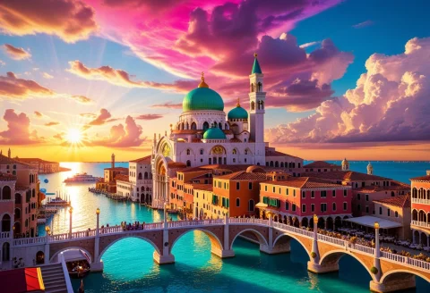 A Vibrant Fantasy Cloud City Built Atop Massive, Iridescent... — SDXL AI Prompt: A vibrant fantasy cloud city built atop massive, iridescent pastel cumulus cloud...