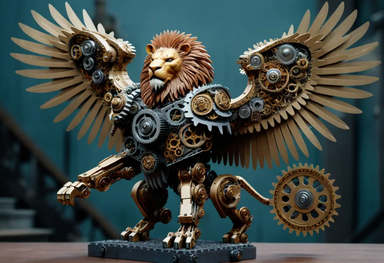 Made Of Gears, Lion With Eagle Wings, Meme, Masterpiece1.3 B...