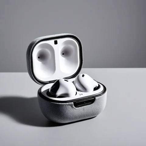 Loratech2studiosoftboxv10.80, Techsoftbox, A Wireless Earbud... — SDXL AI Prompt: , techsoftbox, a wireless earbuds case on a seamless light-grey backdrop under a...