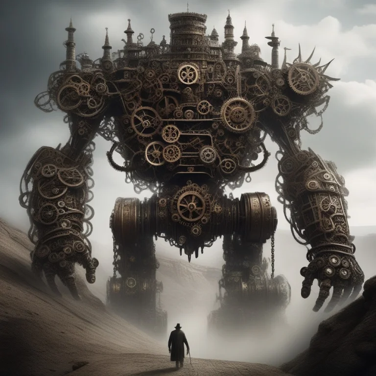 An Ancient, Colossal Automaton Emerging From A Desert Canyon...