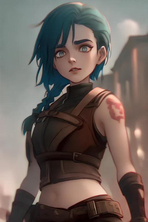 1girl, Arm Tattoo, Asymmetrical Bangs, Bangs, Blue Hair, Bra...