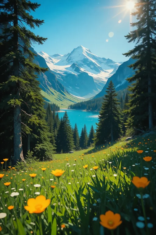 Nature, A Stunning Vertical Landscape Photograph Of A Mounta...