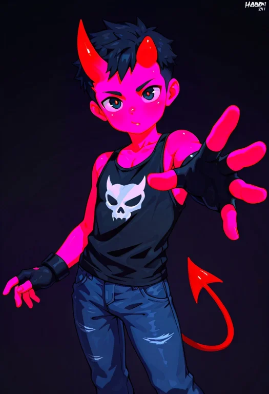 Posedaal, 1boy, Young, Cute, Solo, Demonboy, Single Demonhor...