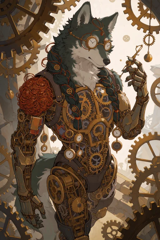 An Anthropomorphic Wolf Mage Whose Body Has Been Partially R...