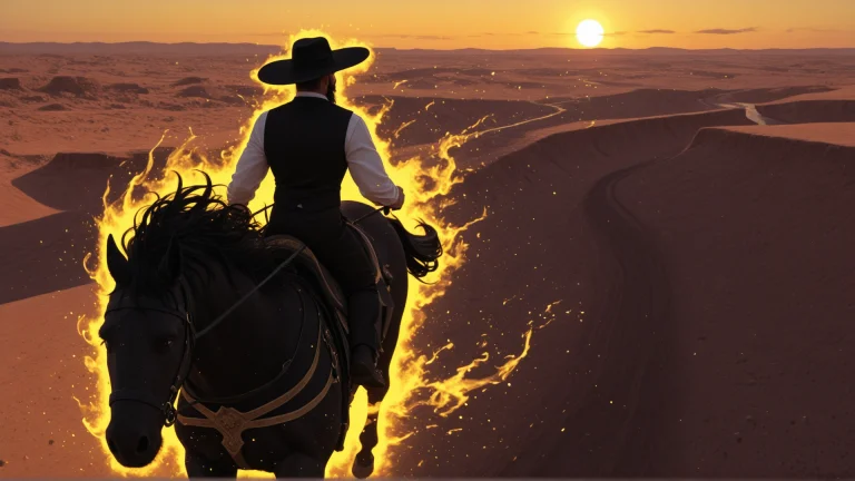A Cowboy Riding Black Horse