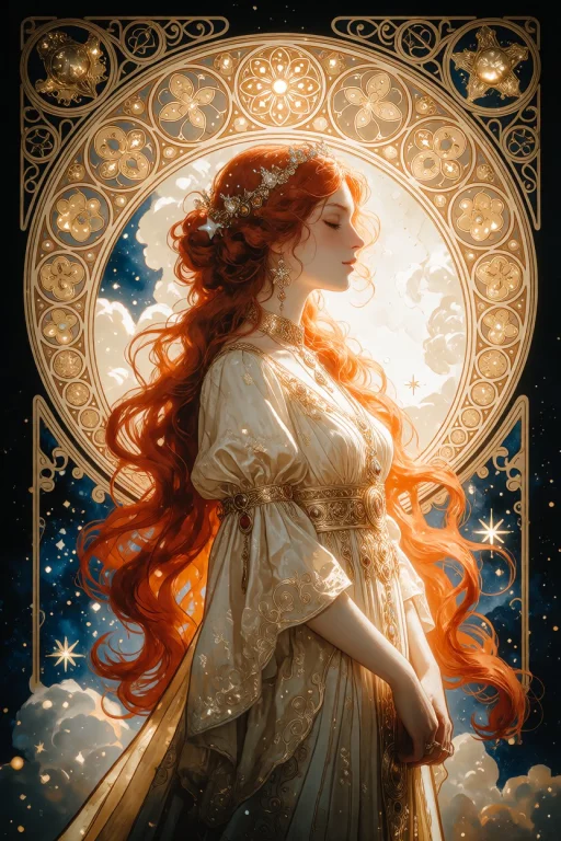 Zidiusart, A Vertical Art Nouveau Illustration In The Style...