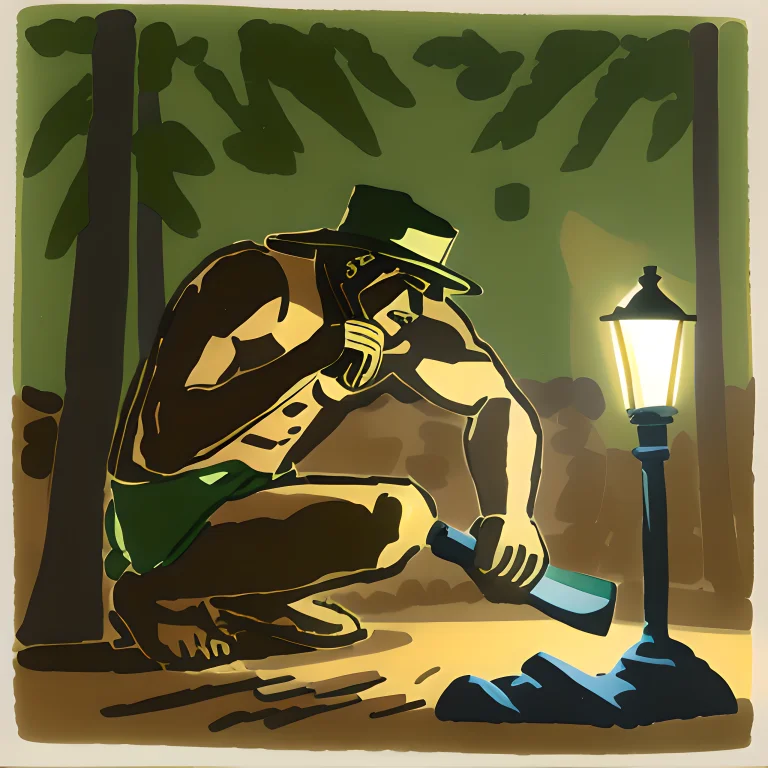 Larsnorrman-11500, A Man Cutting Wood In The Forest At Night...