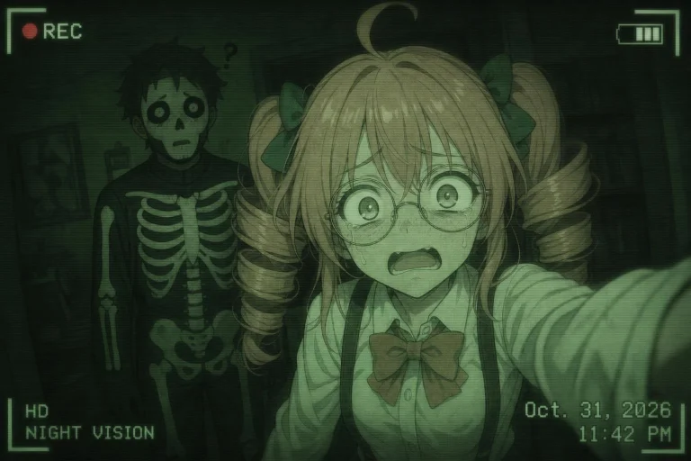 A Scary Picture Showing A Girl Scared And Frightened Filming...