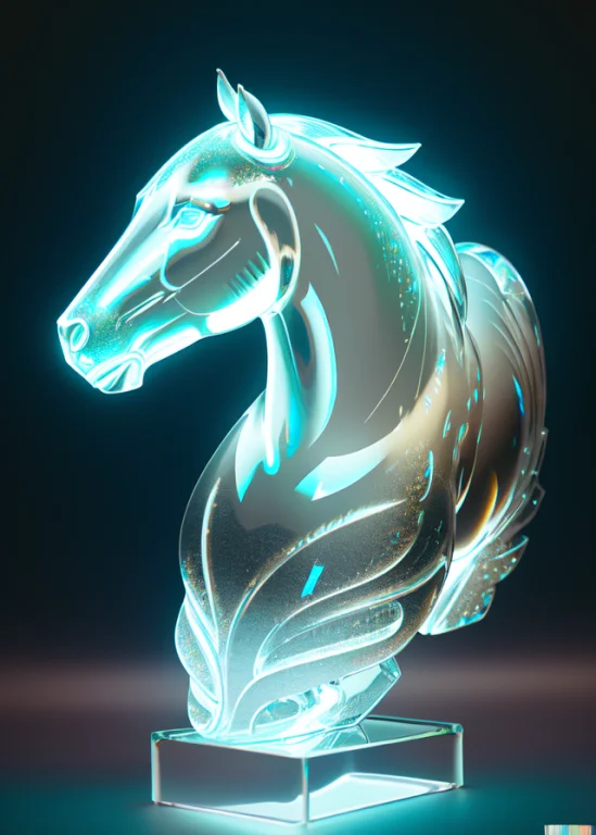 Glasssculpture Of A Horse, Translucent, Transparent, Reflect...