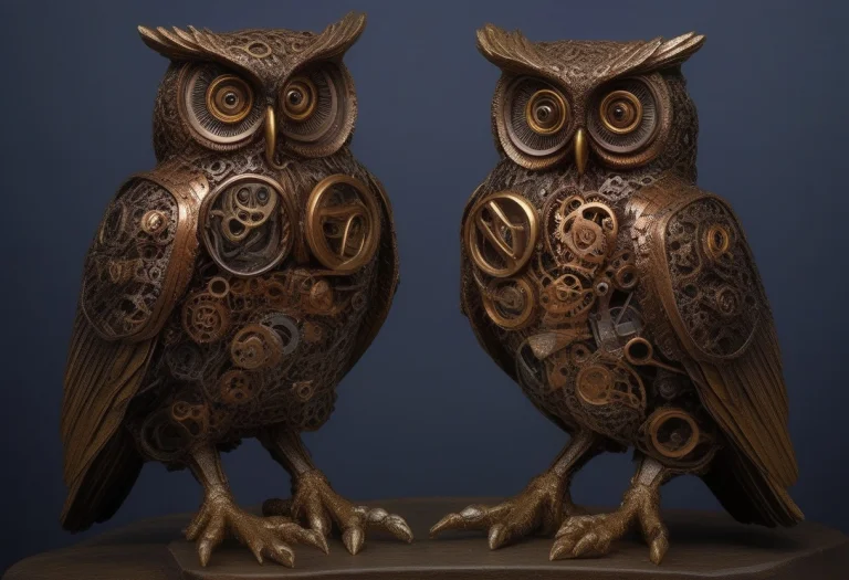 Gearstyle, Owl1.3, Front View, Symmetrical, Perched On A Bra...