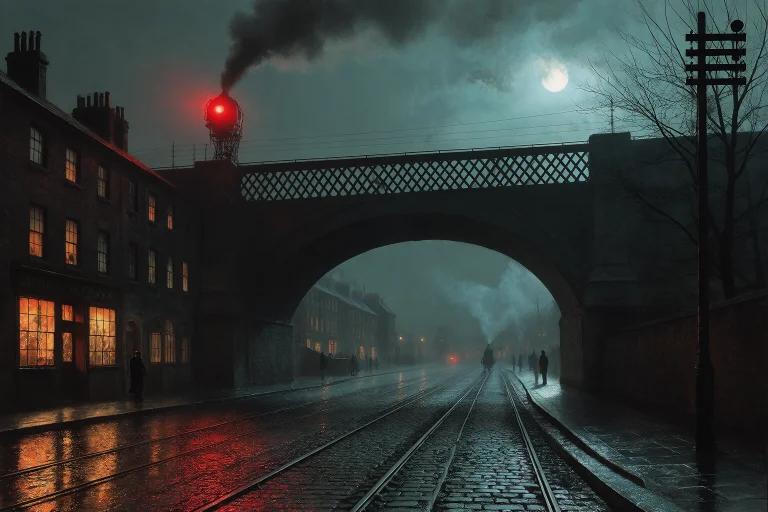 Grimshaw Victorian Nightscape, Street Beneath A Railway Arch...