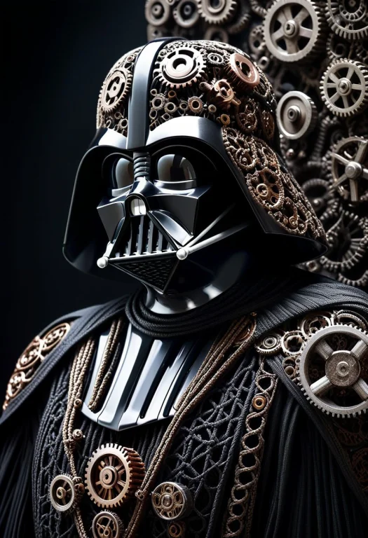 Darth Vader, Bound Into A Macrame Structure Made Of Gears, G...