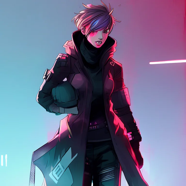Detailed Portrait Neon Female Swat Officer, Inkpunk7682 , Cy...