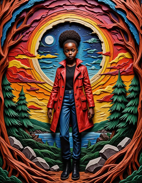 Crayon Carving Art Mode, Textured Surfaces, Vibrant Colors,...