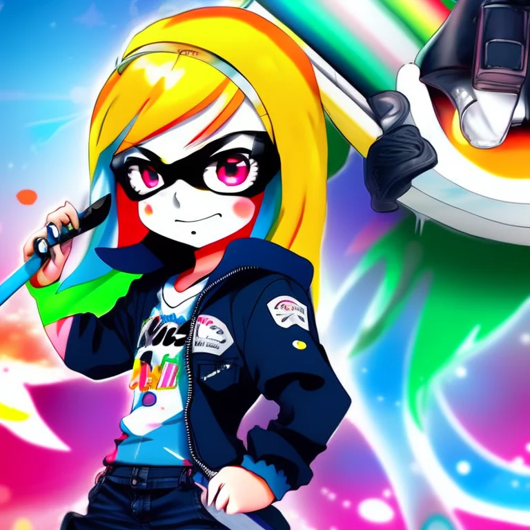 Inksplat768 A Boy In Rainbow Colored Coveralls On A Pure Whi...