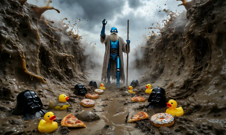 A Dramatic Cinematic Wide Shot, Eye-level Perspective. In Th...