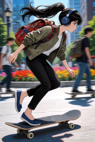 Masterpiece, Very Aesthetic, Dynamic Pose Captures The Momen... — Stable Diffusion AI Prompt: masterpiece, very aesthetic, Dynamic pose: Captures the moment as she balances a...