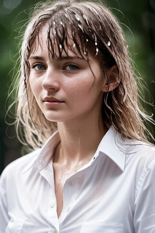 Russian Girl, White Shirt, Unbuttoned, Clean Face, No Makeup...