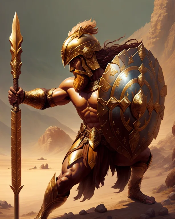 A Sited Spartan Hoplite. He Holds His Helmet With His Two Ha...