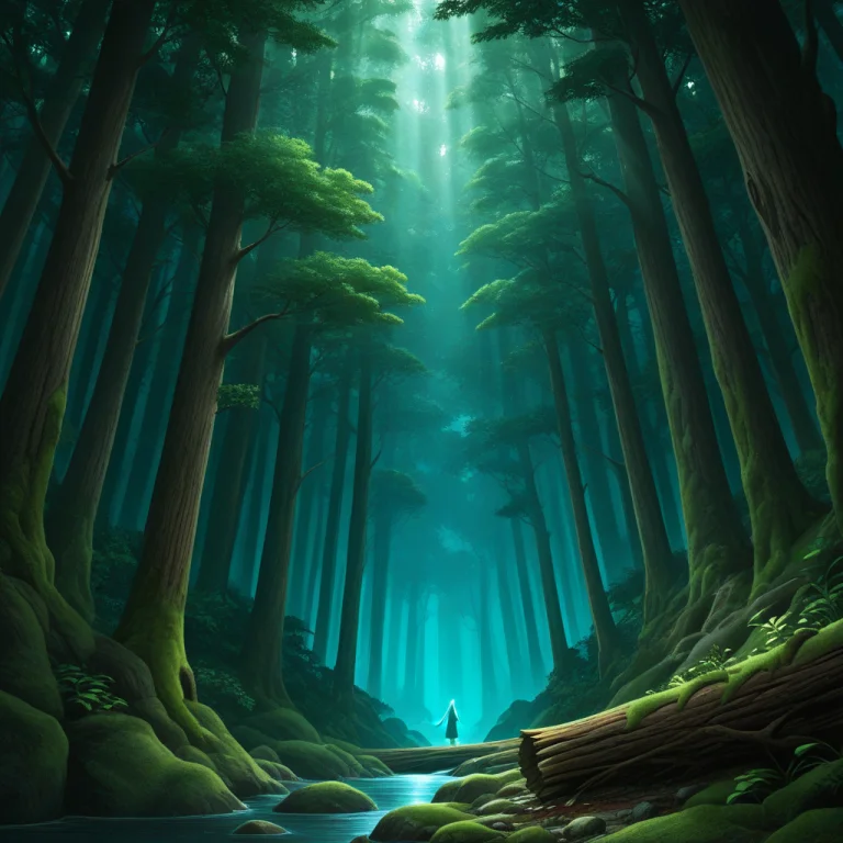 Misty Morning In An Ancient Temperate Rainforest. Foreground...