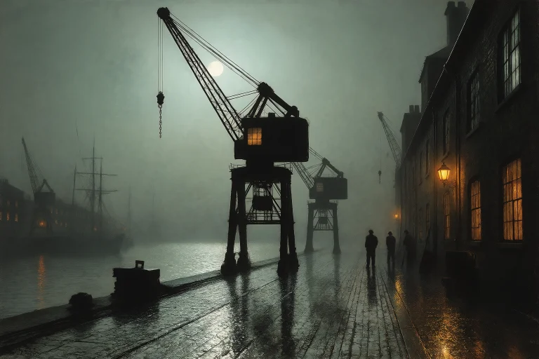 In The Manner Of Grimshaws Moonlit Visions, Dock Crane Again...